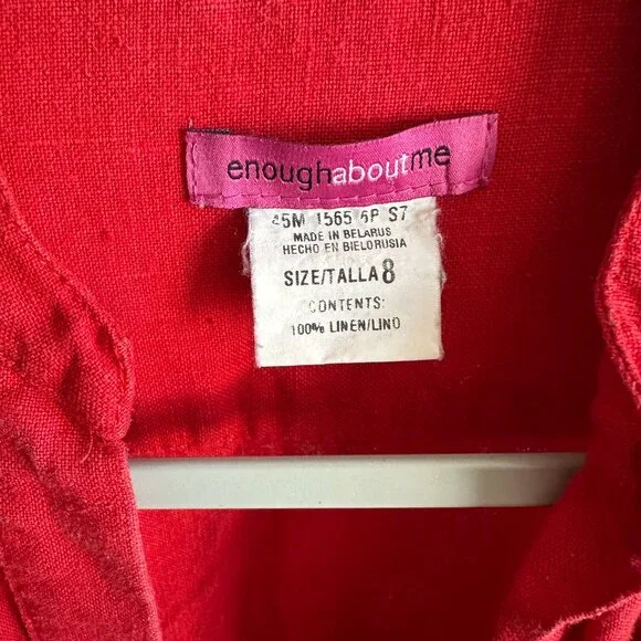 Enough About Me 100% Linen Red Maxi Dress Sleeveless Women’s 8 Made In Belarus - Picture 8 of 9